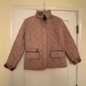 Lauren Jeans Co. Women’s Tan Quilted Jacket Brown Snap Pockets Sz S